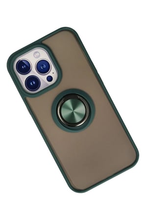 iPhone 15 Pro Max Kılıf Montreal Yüzüklü Silikon Kapak - Yeşil
