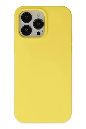 iPhone 15 Pro Kılıf Nano içi Kadife Silikon - Sarı