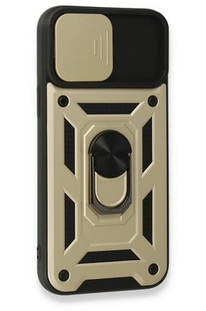 iPhone 15 Pro Max Kılıf Pars Lens Yüzüklü Silikon - Gold