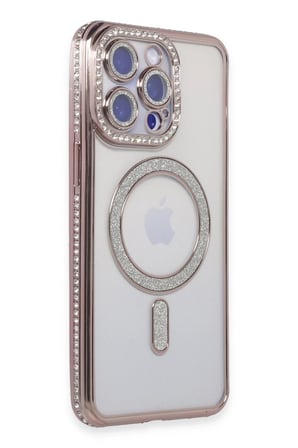 iPhone 14 Pro Kılıf Joke Simli Magneticsafe Kılıf - Pembe