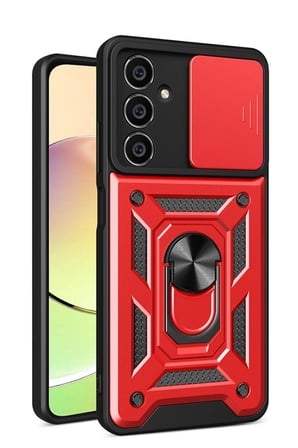 Samsung Galaxy A25 5G Kılıf Pars Lens Yüzüklü Silikon - Kırmızı