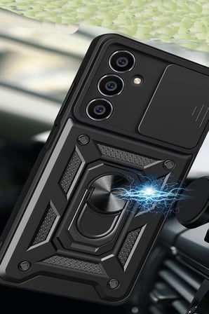 Samsung Galaxy A25 5G Kılıf Pars Lens Yüzüklü Silikon - Kırmızı