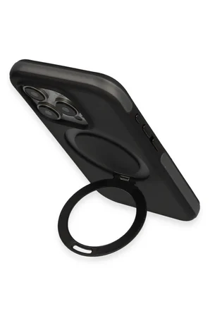 iPhone 15 Pro Zorda Airbag Magsafe Standlı Kapak - Siyah