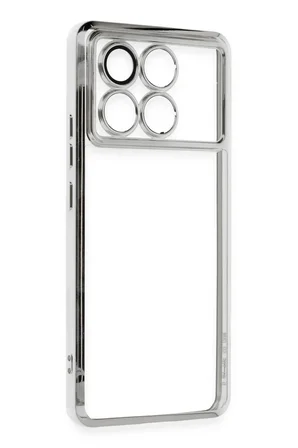 Poco X6 Pro Kılıf  Lensli Silikon - Gümüş