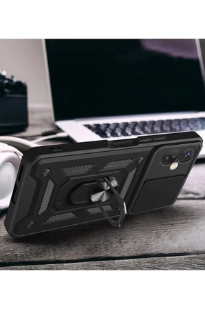 İnfinix Hot 30 4G Kılıf Pars Lens Yüzüklü Silikon - Kırmızı