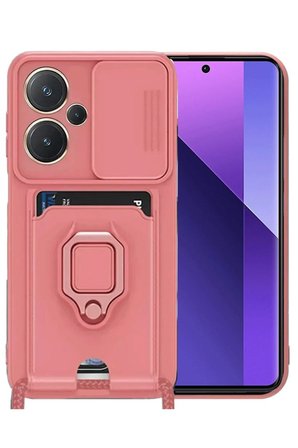 Redmi Note 13 Pro Plus Kılıf Zuma Kartvizitli Yüzüklü Silikon - Pembe