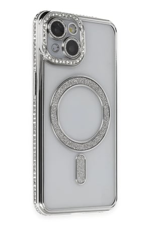 iPhone 13 Kılıf Joke Simli Magneticsafe Kılıf - Gümüş