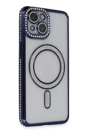 iPhone 13 Kılıf Joke Simli Magneticsafe Kılıf - Lacivert