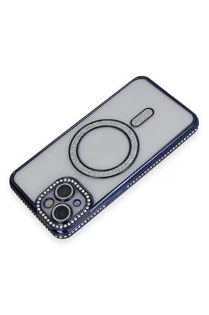 iPhone 13 Kılıf Joke Simli Magneticsafe Kılıf - Lacivert