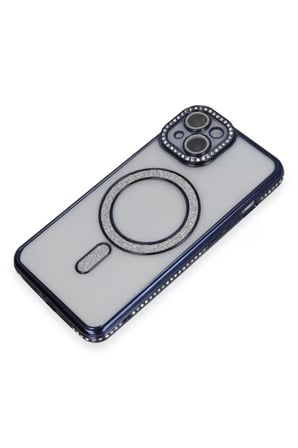 iPhone 13 Kılıf Joke Simli Magneticsafe Kılıf - Lacivert