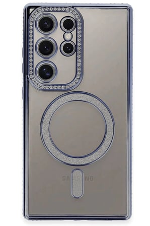 Samsung Galaxy S24 Ultra Kılıf Joke Simli Magneticsafe Kılıf - Mavi