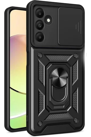 Samsung Galaxy M15 Kılıf Pars Lens Yüzüklü Silikon - Siyah