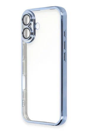 iPhone 16 Plus Kılıf  Lensli Silikon - Açık Mavi