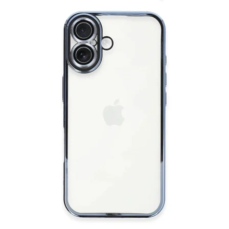 iPhone 16 Plus Kılıf  Lensli Silikon - Açık Mavi