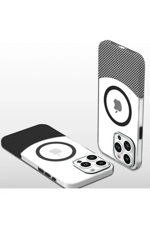 iPhone 16 Carbon Puzzle Magsafe Kapak - Beyaz