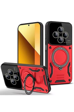 Redmi 14C Kılıf Joy Lens Standlı Kapak - Kırmızı