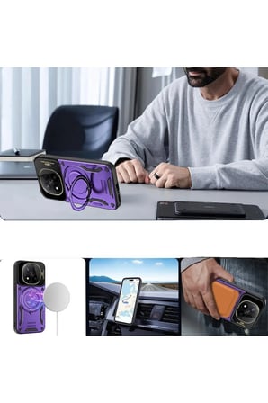 Redmi Note 14 Pro 4G Kılıf Joy Lens Standlı Kapak - Lacivert