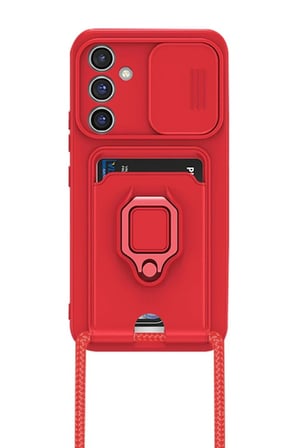 Samsung Galaxy A36 Kılıf Zuma Kartvizitli Yüzüklü Silikon - Kırmızı