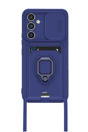 Samsung Galaxy A36 Kılıf Zuma Kartvizitli Yüzüklü Silikon - Lacivert