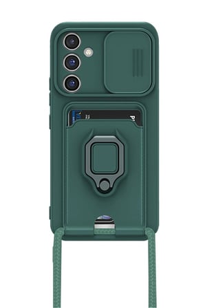 Samsung Galaxy A36 Kılıf Zuma Kartvizitli Yüzüklü Silikon - Yeşil