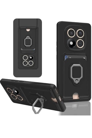 Redmi Note 14 Pro Plus Kılıf Zuma Kartvizitli Yüzüklü Silikon - Siyah