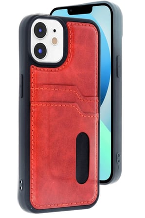 iPhone 11 Kılıf Sara Kartvizitli Deri Kılıf - Kırmızı
