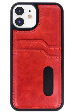 iPhone 11 Kılıf Sara Kartvizitli Deri Kılıf - Kırmızı