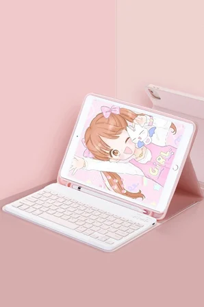 iPad Pro 11 (2022) Kılıf KC01 Smart Klavyeli Tablet Kılıfı - Pembe