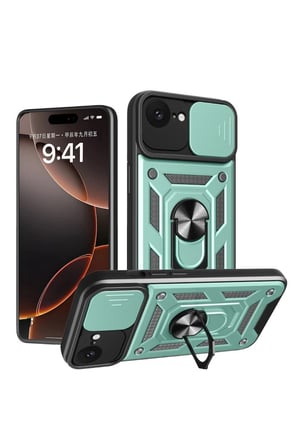 iPhone 16E Kılıf Pars Lens Yüzüklü Silikon - Yeşil