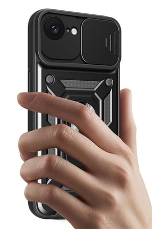 iPhone 16E Kılıf Pars Lens Yüzüklü Silikon - Yeşil
