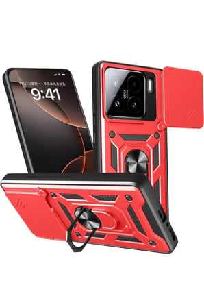 Mi 15 Kılıf Pars Lens Yüzüklü Silikon - Kırmızı