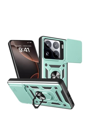 Mi 15 Pro Kılıf Pars Lens Yüzüklü Silikon - Yeşil