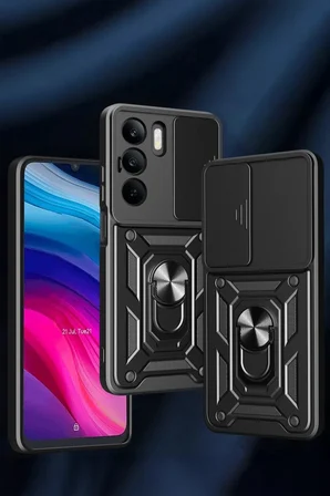 Realme C75 4G Kılıf Pars Lens Yüzüklü Silikon - Lacivert