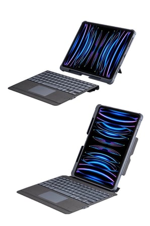 T5509D iPad Pro 12.9 (2022) Kılıf Palermo Ledli Klavyeli Standlı Tablet Kılıfı - Siyah