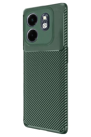İnfinix Smart 9 Kılıf Auto Focus Karbon Kapak - Koyu Yeşil