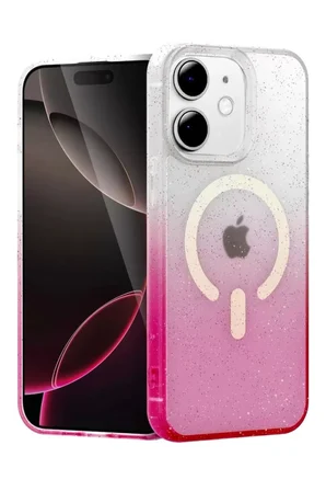 iPhone 11 Pummel Shiny Magsafe Kapak - Pembe