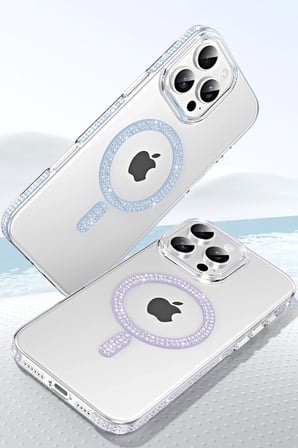 iPhone 16 Pro Max Move Taşlı Magsafe Kapak - Lila