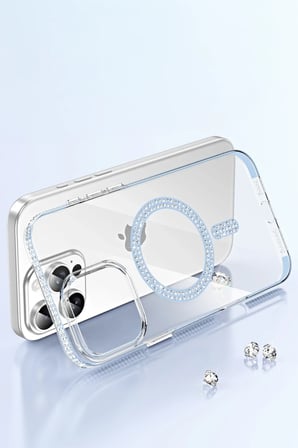 iPhone 16 Pro Max Move Taşlı Magsafe Kapak - Lila