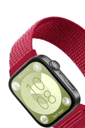 Huawei Fit 4 Hasırlı Cırtcırtlı Kordon - Kırmızı