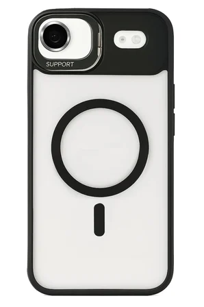iPhone 17 Air Remim Lensli Magsafe Standlı Kapak - Siyah
