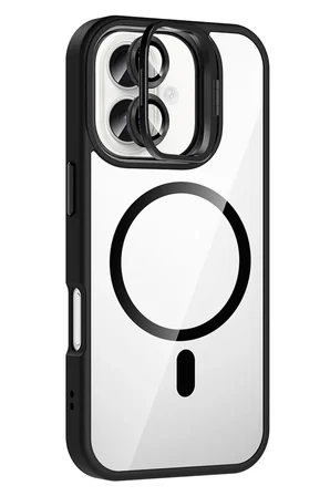 iPhone 16 Plus Remim Lensli Magsafe Standlı Kapak - Siyah