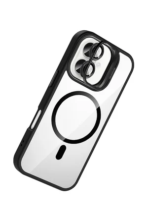 iPhone 16 Plus Remim Lensli Magsafe Standlı Kapak - Siyah