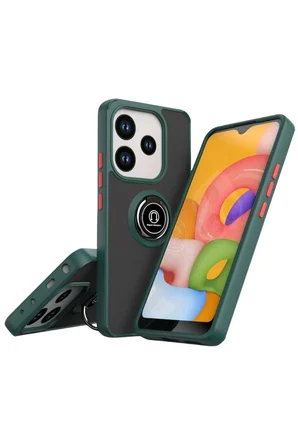 Redmi Note 14 4G Montreal Yüzüklü Silikon Kapak - Yeşil