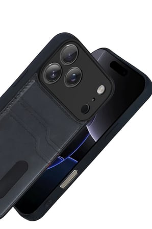 iPhone 17 Pro Max Sara Kartvizitli Deri Kılıf - Siyah