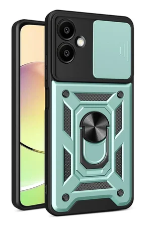 Samsung Galaxy A07 4G Pars Lens Yüzüklü Silikon - Yeşil