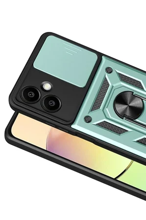 Samsung Galaxy A07 4G Pars Lens Yüzüklü Silikon - Yeşil