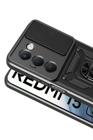 Mey İthalat®   Redmi 15 4G Pars Lens Yüzüklü Silikon - Siyah