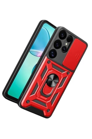 Samsung Galaxy S26 Ultra Pars Lens Yüzüklü Silikon - Kırmızı