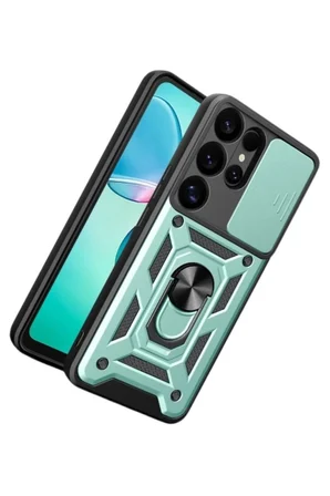 Samsung Galaxy S26 Ultra Pars Lens Yüzüklü Silikon - Yeşil