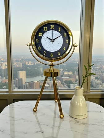 Golden Marble Üç Ayaklı Metal Masa Saati
